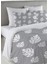 Beyaz Yaprak Desen Baskılı Çift Kişilik 200X220 cm Nevresim Takımı - Gri 1