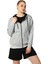 Kadın Kapüşonlu Fermuarlı Oversize Kalıp Sweatshirt Kırçıllı Gri Melanj 1