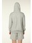 Kadın Kapüşonlu Fermuarlı Oversize Kalıp Sweatshirt Gri Melanj 5