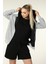 Kadın Kapüşonlu Fermuarlı Oversize Kalıp Sweatshirt Kırçıllı Gri Melanj 3