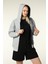 Kadın Kapüşonlu Fermuarlı Oversize Kalıp Sweatshirt Kırçıllı Gri Melanj 4