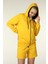Kadın Kapüşonlu Fermuarlı Oversize Kalıp Sweatshirt Sarı 3