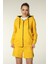 Kadın Kapüşonlu Fermuarlı Oversize Kalıp Sweatshirt Sarı 5