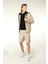 Erkek Kapüşonlu Fermuarlı Oversize Kalıp Sweatshirt Bej 5