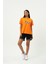Turuncu Bisiklet Yaka Baskılı Kısa Kollu Kadın T- Shirt W50061 1