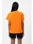 Turuncu Bisiklet Yaka Baskılı Kısa Kollu Kadın T- Shirt W50061 3