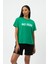 Yeşil Bisiklet Yaka Kısa Kollu Baskılı Penye Kadın T-shirt W50068 1