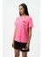 Pembe Bisiklet Yaka Kısa Kol Penye Kadın T-shirt W50062 2
