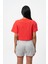 Kırmızı Bisiklet Yaka Kısa Kollu Crop T-shirt W50069 4
