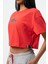 Kırmızı Bisiklet Yaka Kısa Kollu Crop T-shirt W50069 3
