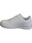 Erkek Beyaz Cilt Bağcıklı Düz Kalın Taban Sneaker Spor Ayakkabı 3