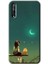 Huawei P Smart S Kılıf Hd Desen Baskılı Arka Kapak + Temperli Cam - Kedili Kız 1
