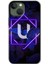 iPhone 13 Kılıf Hd Desen Baskılı Arka Kapak + Temperli Cam - Dark Neon Yaprak U Harfi 1