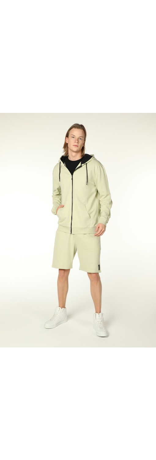 Defy's Arda Erkek %100 Pamuk 2 İplik Şardonsuz Oversize Kapüşonlu Fermuarlı Siyah Sweatshirt görsel 2