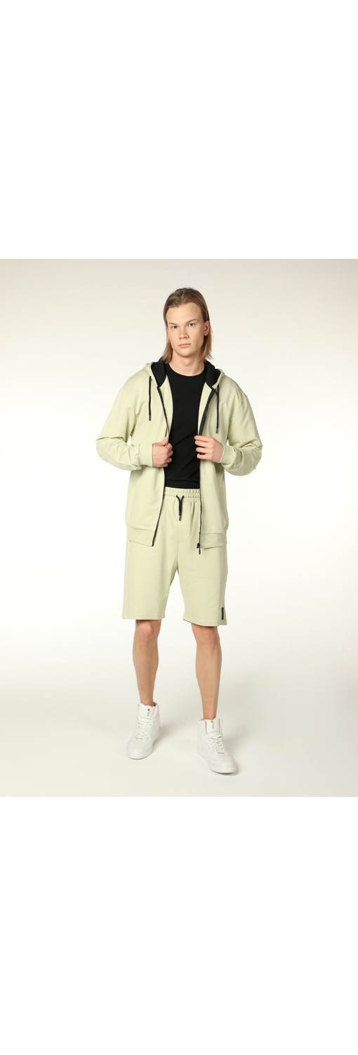 Defy's Arda Erkek %100 Pamuk 2 İplik Şardonsuz Oversize Kapüşonlu Fermuarlı Siyah Sweatshirt görsel 4