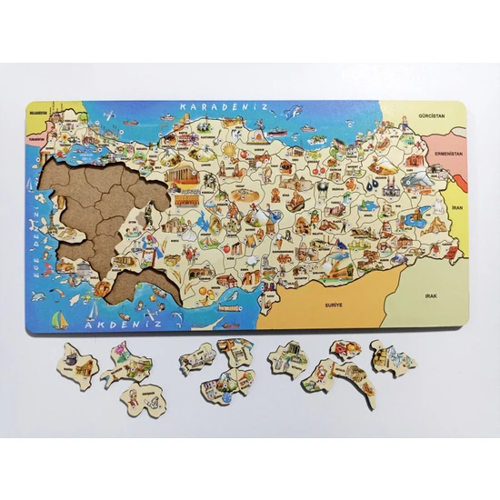 Mevaks Ahşap Türkiye Kültür Haritası Puzzle, Eğitici Ülkemizi Tanıyalım Yapboz