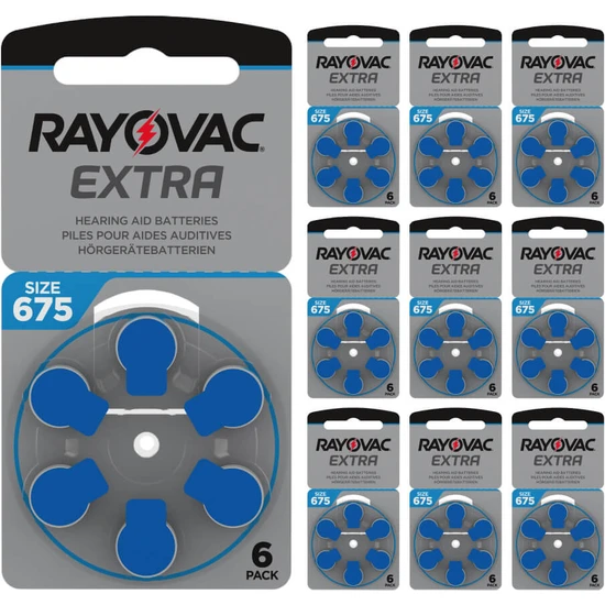 Rayovac Extra 675 Numara Işitme Cihazı Pili (10 Paket x 6 Adet = 60 Adet Pil)