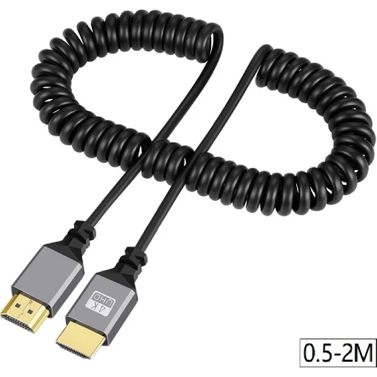 Alfais 4414 HDMI Spiral Yaylı Uzayabilen Fullhd 4K 60Hz UHD Kablo (0.5-2 Metre)