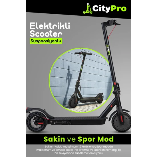 Goldmaster Citypro Süspansiyonlu Çift Şürüş Modlu Katlanabilir Elektrikli Scooter 261786