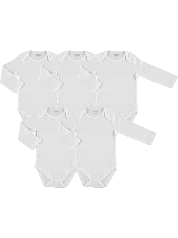 Hellobaby 5li Uzun Kol Bebek Beyaz Body Seti