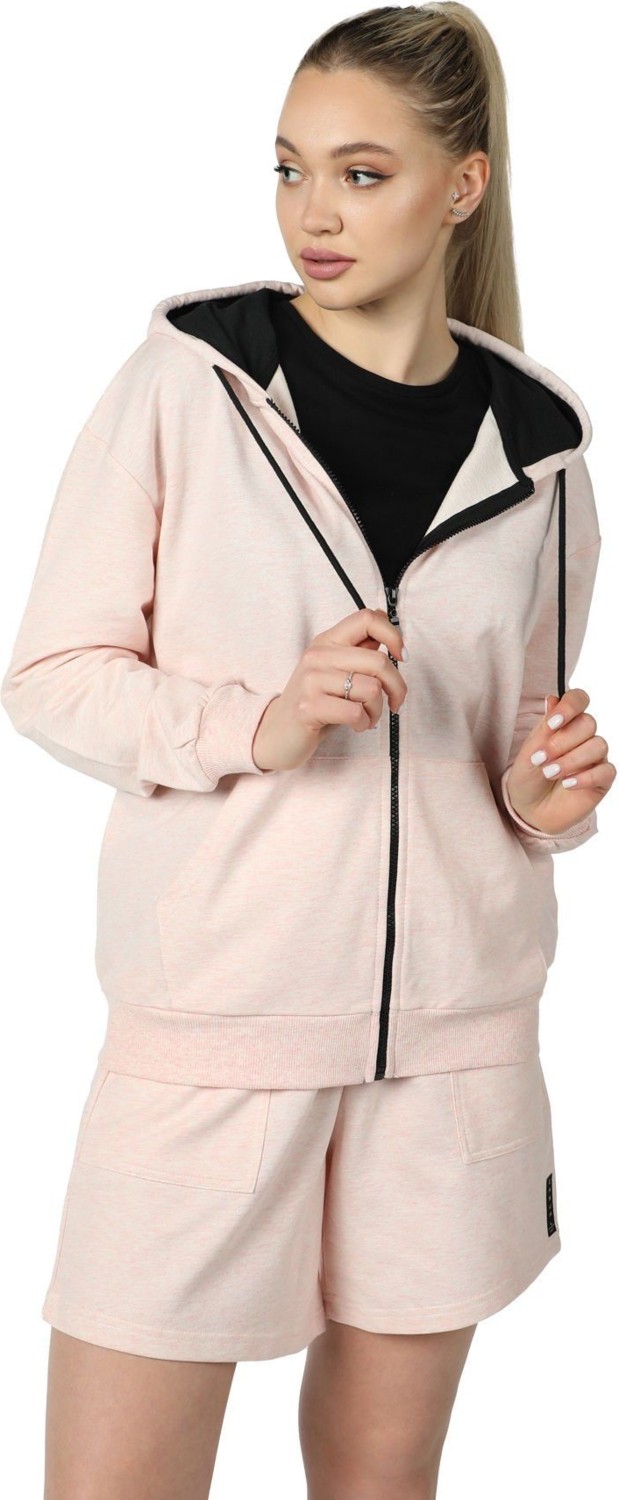 Defy's Alya Kadın %100 Pamuk 2 İplik Şardonsuz Oversize Kapüşonlu Fermuarlı Siyah Sweatshirt