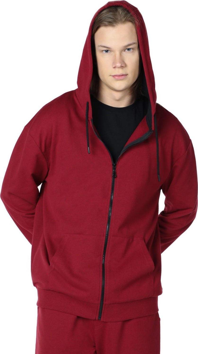 Defy's Arda Erkek %100 Pamuk 2 İplik Şardonsuz Oversize Kapüşonlu Fermuarlı Siyah Sweatshirt