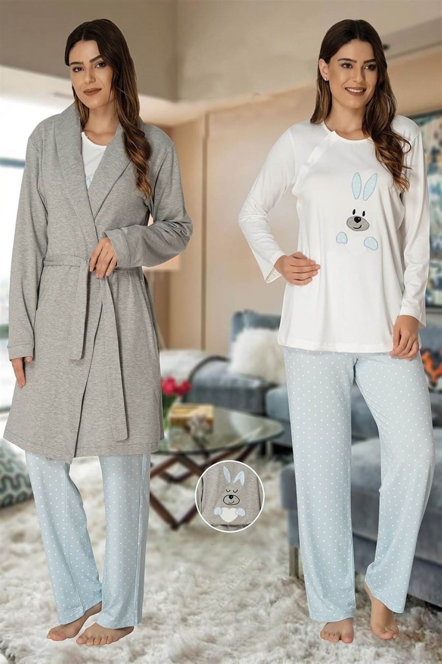 Effort t 3090 Sabahlıklı Lohusa Pijama Takımı
