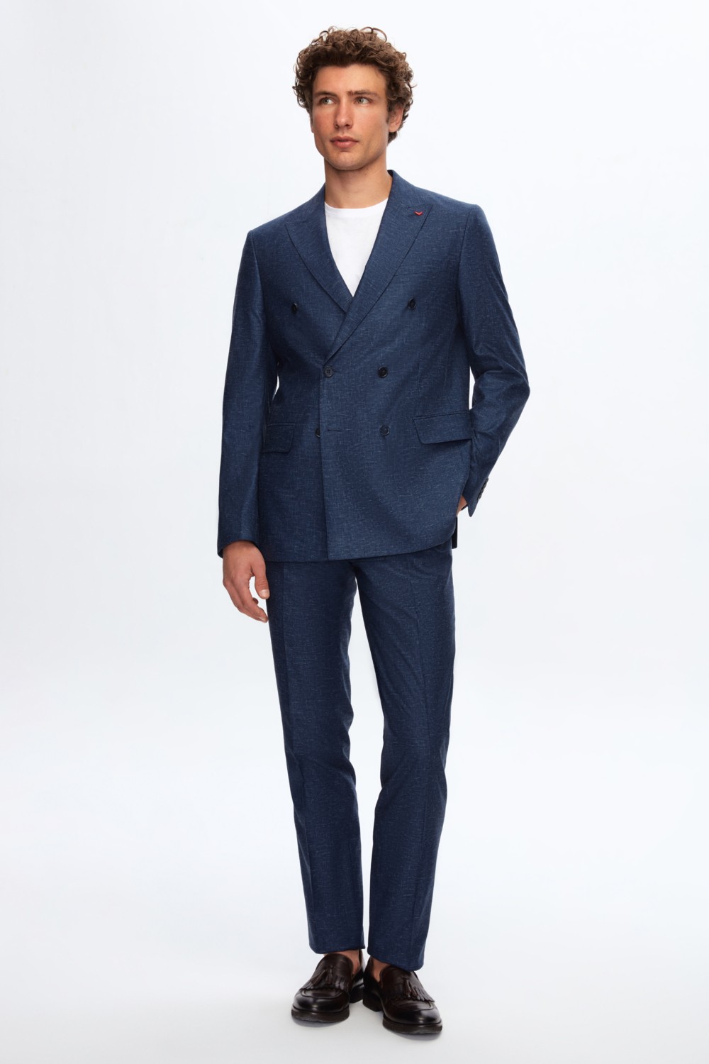 D'S Damat Slim Fit Lacivert Armürlü Takım Elbise 0HF05YS04588M