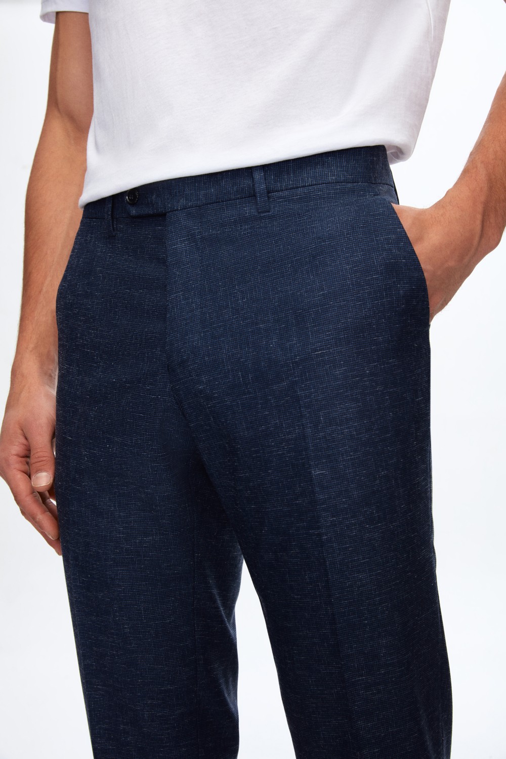 D'S Damat Slim Fit Lacivert Armürlü Takım Elbise 0HF05YS04588M görsel 5