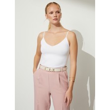 People By Fabrika U Yaka Düz Ekru Kadın Atlet South