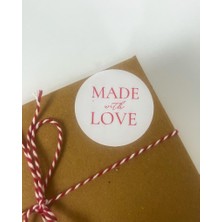 Butik Sosyetik Made With Love El Yazılı Kırmızı 4 cm Yuvarlak Etiket 120 Adet