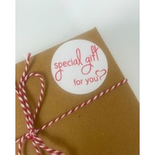 Butik Sosyetik Special Gift You Kalpli Kırmızı Yazılı 5 cm Yuvarlak Etiket 100 Adet
