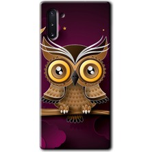 MRC İletişim Samsung Galaxy Note 10 Kılıf Hd Desen Baskılı Arka Kapak + Temperli Cam - Owl Bird Branch