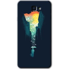 MRC İletişim Samsung Galaxy J7 Prime 2 Kılıf Hd Desen Baskılı Arka Kapak + Temperli Cam - City Bird Sky