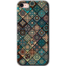 MRC İletişim iPhone 7 Kılıf Hd Desen Baskılı Arka Kapak + Temperli Cam - Mandala Desen