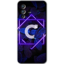 MRC İletişim Vivo V23 5g Kılıf Hd Desen Baskılı Arka Kapak - Dark Neon Yaprak C Harfi