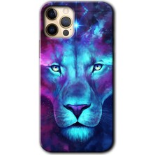 MRC İletişim iPhone 12 Pro Max Kılıf Hd Desen Baskılı Arka Kapak + Temperli Cam - Neon Lion