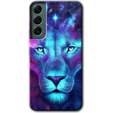 MRC İletişim Samsung Galaxy S22 Plus Kılıf Hd Desen Baskılı Arka Kapak + Temperli Cam - Neon Lion