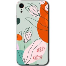 MRC İletişim iPhone Xr Kılıf Hd Desen Baskılı Arka Kapak + Temperli Cam - Vektör Çiçekler