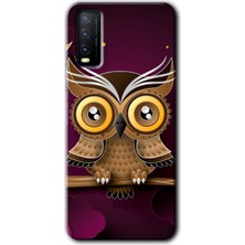 MRC İletişim Vivo Y20 Kılıf Hd Desen Baskılı Arka Kapak - Owl Bird Branch