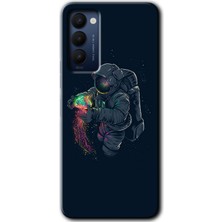 MRC İletişim Tecno Camon 18T Kılıf Hd Desen Baskılı Arka Kapak - Astronot Kıyafeti