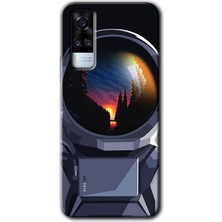 MRC İletişim Vivo Y51 Kılıf Hd Desen Baskılı Arka Kapak - Astronot