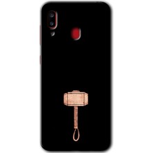 MRC İletişim Samsung Galaxy A30 Kılıf Hd Desen Baskılı Arka Kapak + Temperli Cam - Thor Çekiç