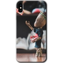 MRC İletişim iPhone Xs Max Kılıf Hd Desen Baskılı Arka Kapak + Temperli Cam - I Am Groot