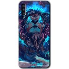 MRC İletişim Samsung Galaxy A50 Kılıf Hd Desen Baskılı Arka Kapak + Temperli Cam - Neon Aslan