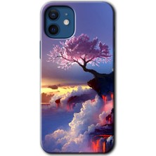 MRC İletişim iPhone 12 Kılıf Hd Desen Baskılı Arka Kapak + Temperli Cam - Wash Red Wall