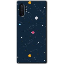 MRC İletişim Samsung Galaxy Note 10 Plus Kılıf Hd Desen Baskılı Arka Kapak + Temperli Cam - Çizim Gezegen