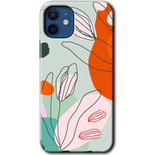 MRC İletişim iPhone 12 Kılıf Hd Desen Baskılı Arka Kapak + Temperli Cam - Vektör Çiçekler