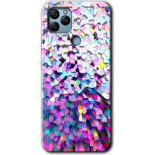 MRC İletişim General Mobile Gm 22 Kılıf Hd Desen Baskılı Arka Kapak + Temperli Cam - MOS19C Fragments Colorfull