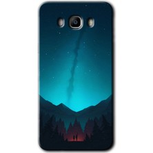 MRC İletişim Samsung Galaxy J7 2016 Kılıf Hd Desen Baskılı Arka Kapak + Temperli Cam - Night Fores Mount